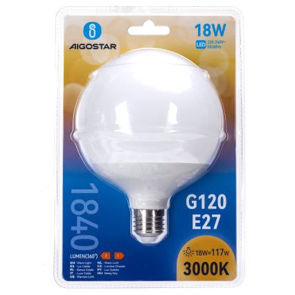 LED крушка G120 E27/18W/230V 3000K - Aigostar