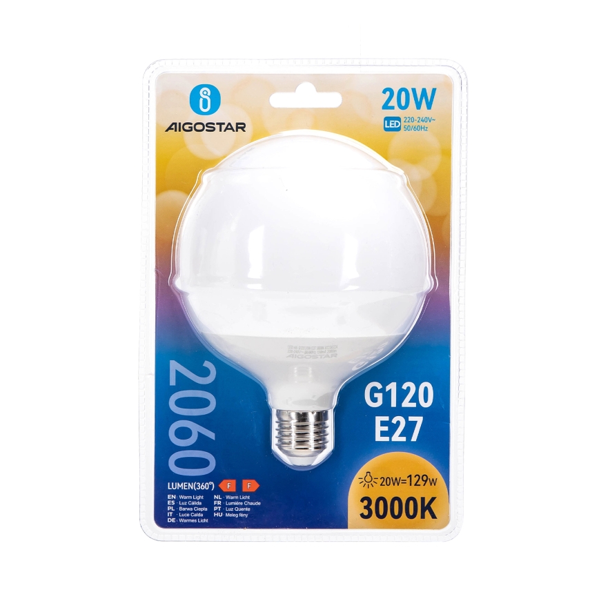 LED Крушка G120 E27/20W/230V 3000K - Aigostar