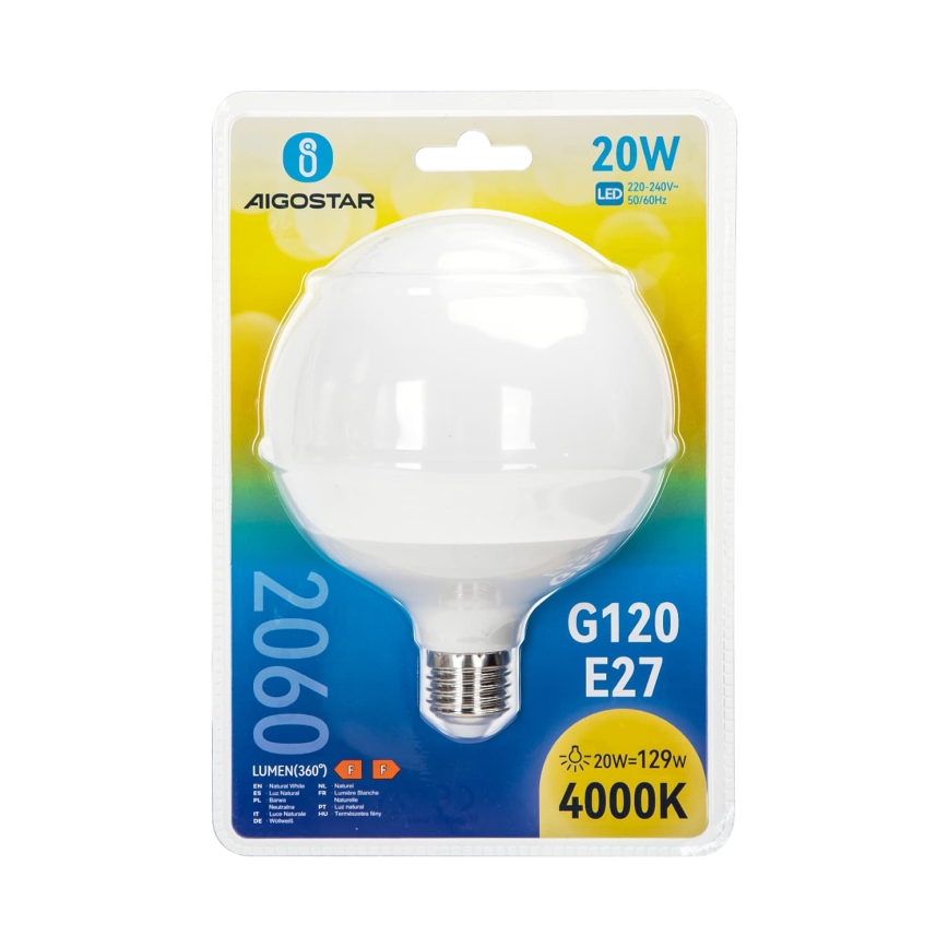 LED крушка G120 E27/20W/230V 4000K - Aigostar