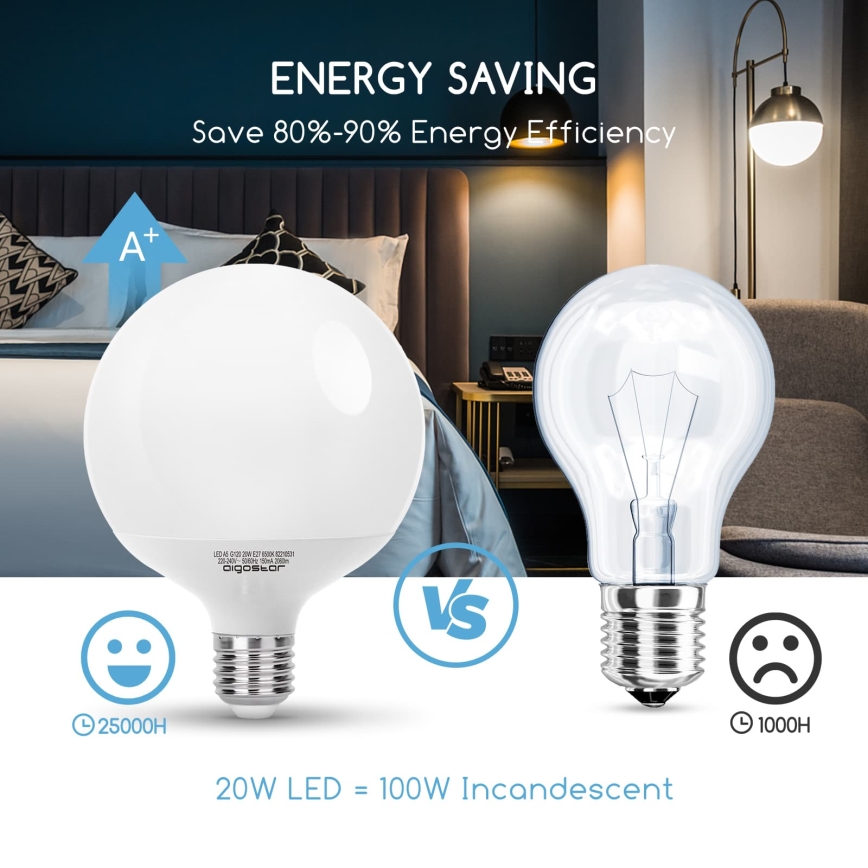 LED крушка G120 E27/20W/230V 6500K - Aigostar