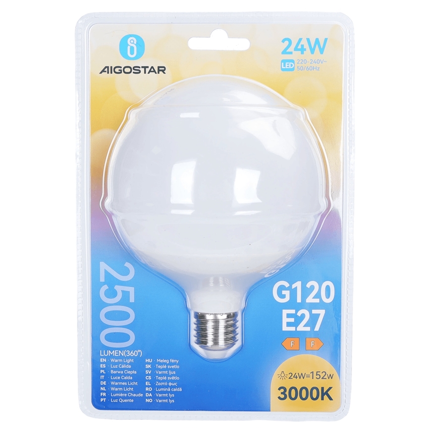 LED крушка G120 E27/24W/230V 3000K - Aigostar