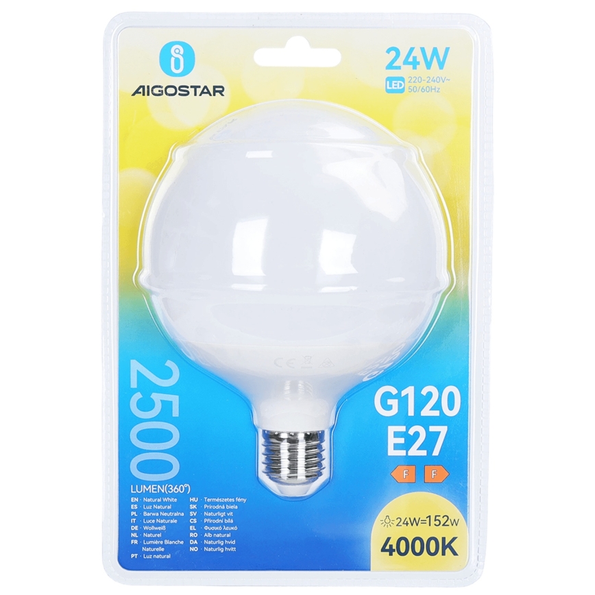 LED крушка G120 E27/24W/230V 4000K - Aigostar