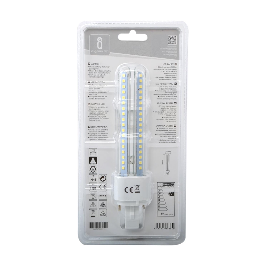 LED Крушка G24D-3/12W/230V 6500K - Aigostar