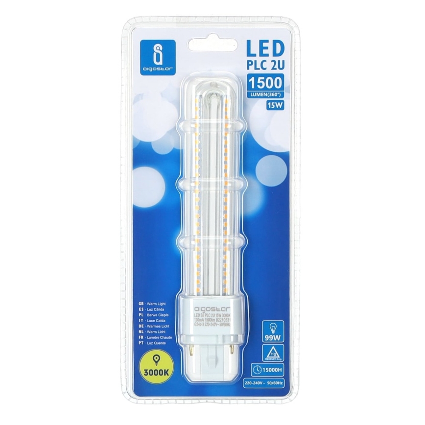 LED Крушка G24D-3/15W/230V 3000K - Aigostar