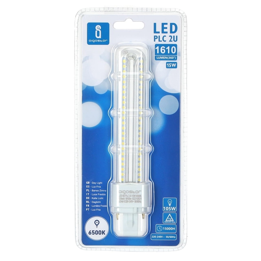 LED Крушка G24D-3/15W/230V 6500K - Aigostar