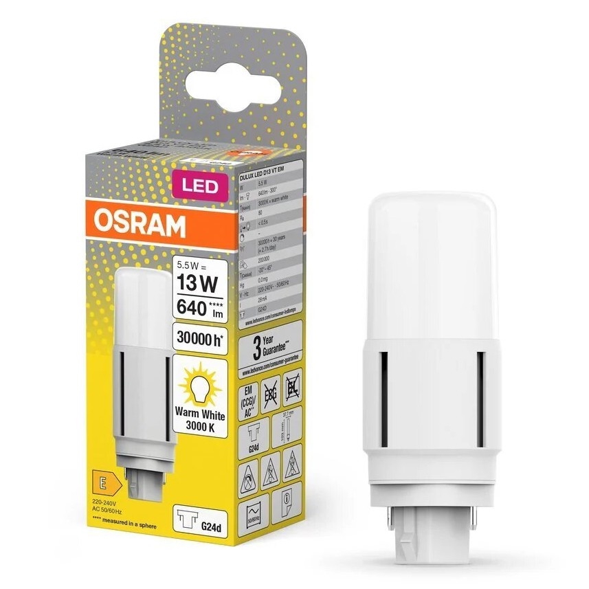 LED Крушка G24d/5,5W/230V 3000K - Osram