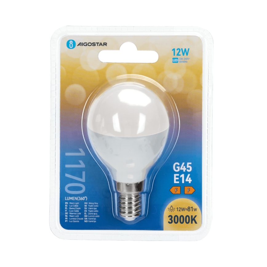 LED крушка G45 E14/12W/230V 3000K - Aigostar