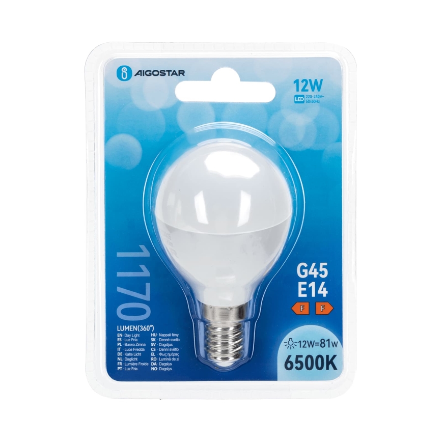 LED крушка G45 E14/12W/230V 6500K - Aigostar
