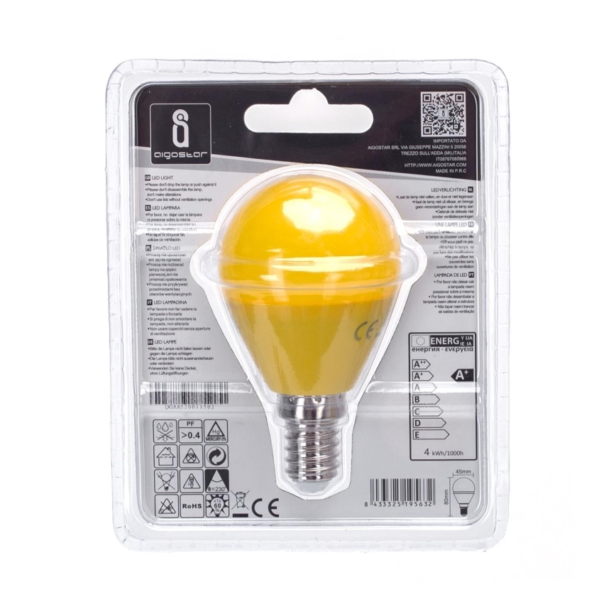 LED Крушка G45 E14/4W/230V жълт - Aigostar