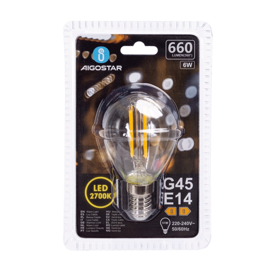 LED Крушка G45 E14/6W/230V 2700K - Aigostar