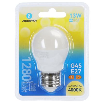 LED крушка G45 E27/13W/230V 4000K - Aigostar
