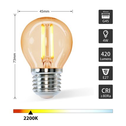 LED Крушка G45 E27/4W/230V 2200K - Aigostar