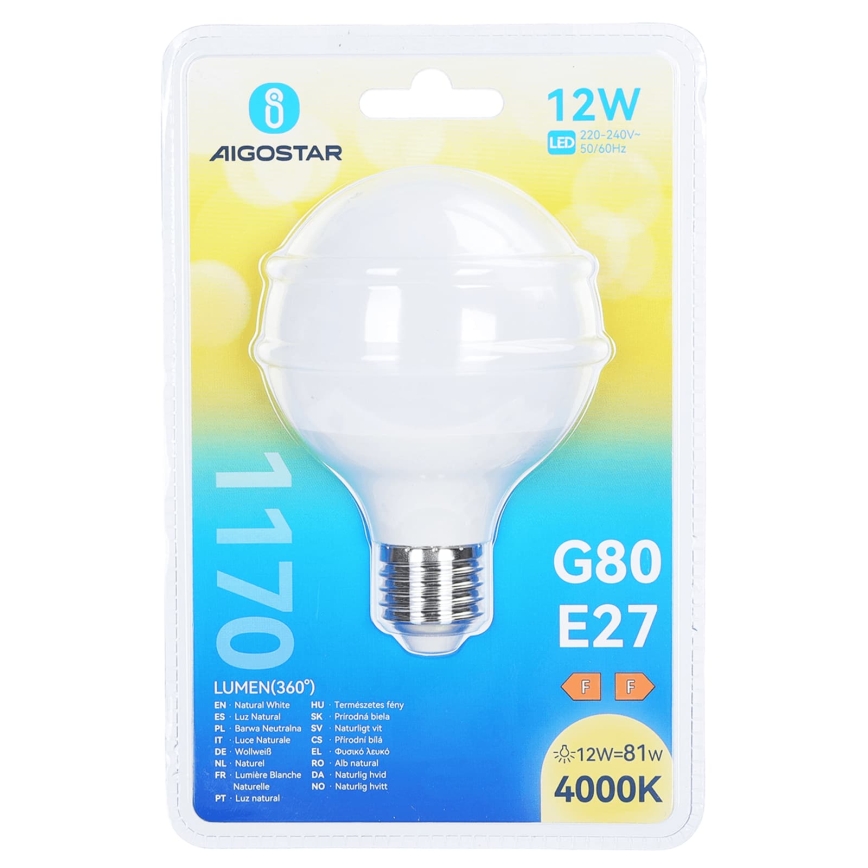 LED крушка G80 E27/12W/230V 4000K - Aigostar