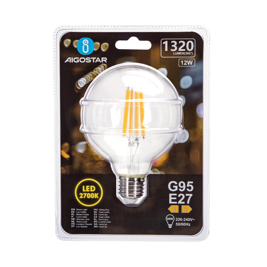 LED Крушка G95 E27/12W/230V 2700K - Aigostar