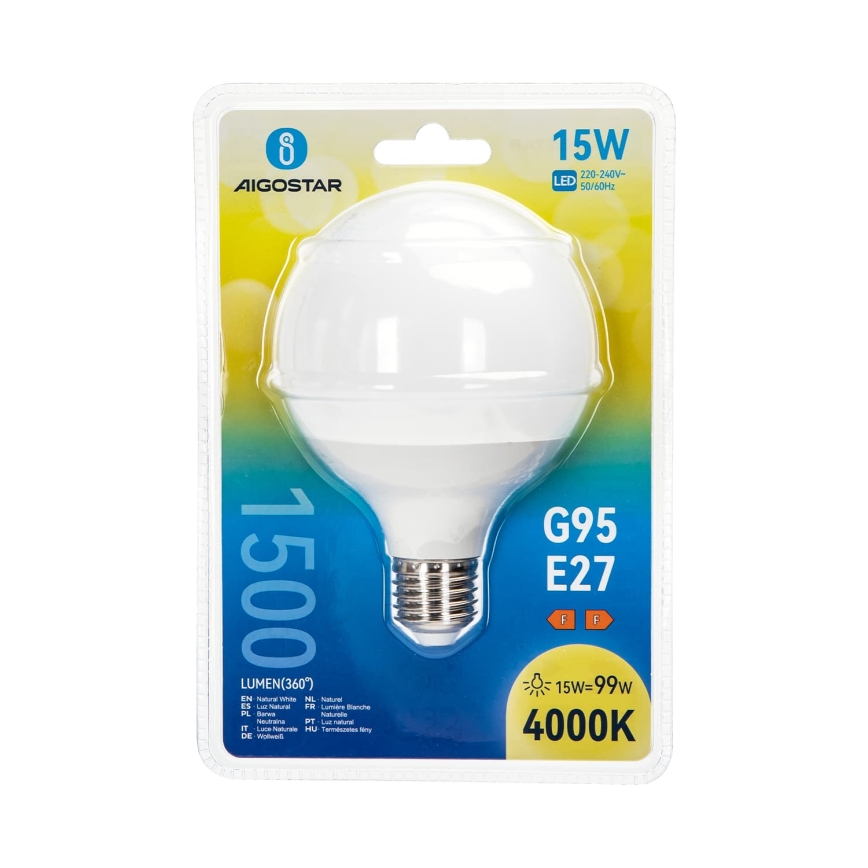 LED крушка G95 E27/15W/230V 4000K - Aigostar