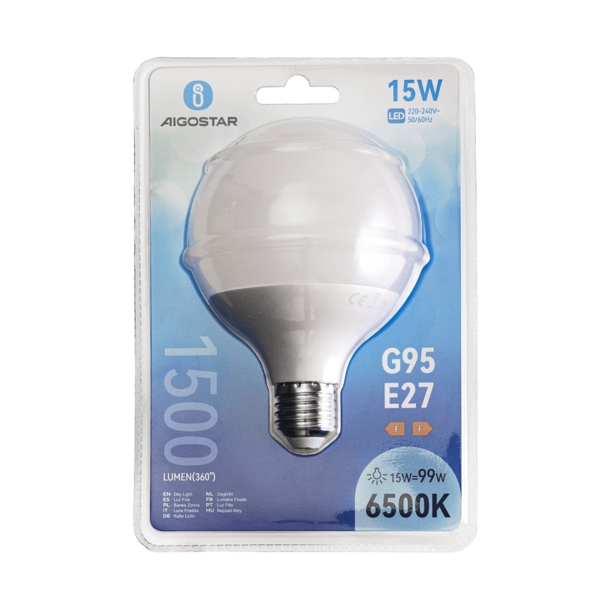 LED крушка G95 E27/15W/230V 6500K - Aigostar