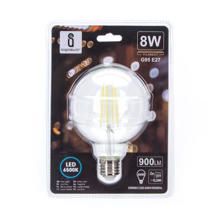 LED Крушка G95 E27/8W/230V 6500K - Aigostar