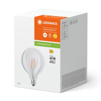 LED крушка GLOBE CLASSIC FILAMENT G125 E27/4W/230V 2700K - Ledvance