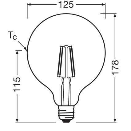 LED крушка GLOBE CLASSIC FILAMENT G125 E27/4W/230V 2700K - Ledvance