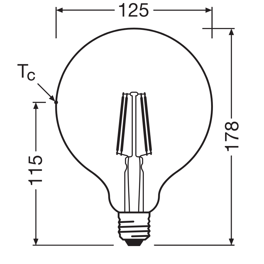LED крушка GLOBE CLASSIC FILAMENT G125 E27/4W/230V 2700K - Ledvance