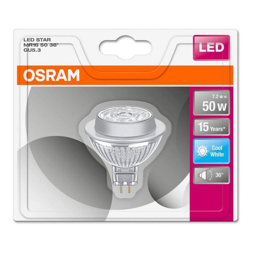 LED Крушка GU5,3/MR16/7,2W/12V 4000K - Osram