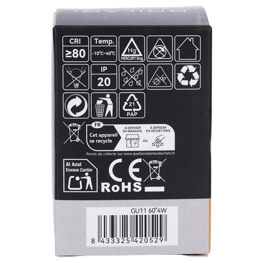 LED крушка MR11 GU10/4W/230V 3000K 60° черна - BRILAGI