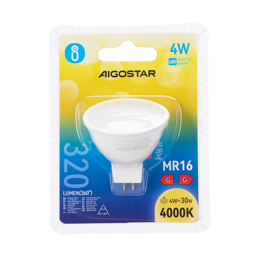 LED Крушка MR16 GU5,3/4W/12V 4000K - Aigostar