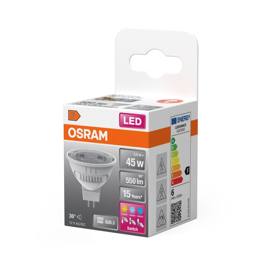 LED крушка MR16 GU5,3/5,6W/12V 2700/4000/6500K 36° - Osram