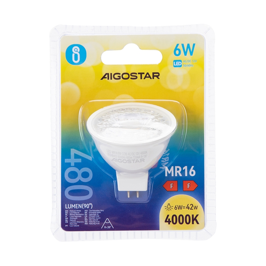 LED Крушка MR16 GU5,3/6W/12V 4000K - Aigostar