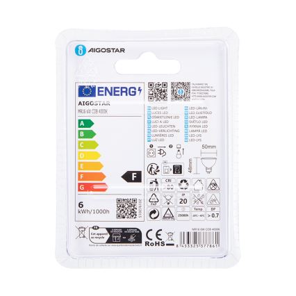 LED Крушка MR16 GU5,3/6W/12V 4000K - Aigostar
