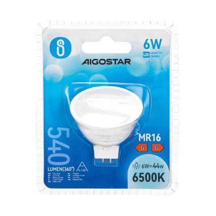 LED Крушка MR16 GU5,3/6W/12V 6500K - Aigostar