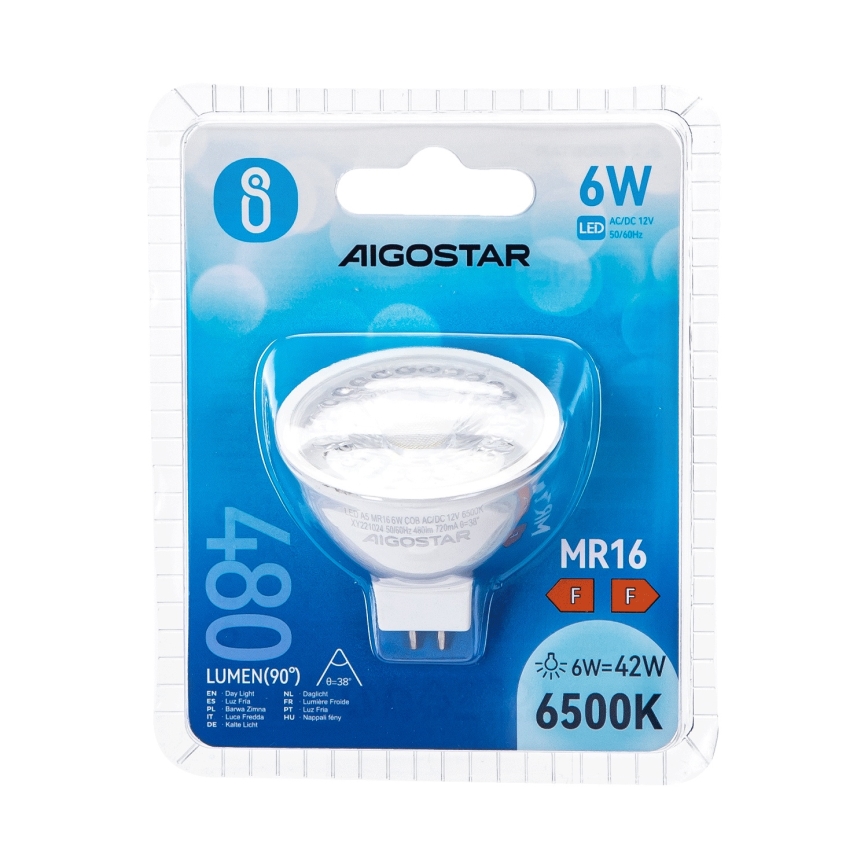 LED Крушка MR16 GU5,3/6W/12V 6500K - Aigostar