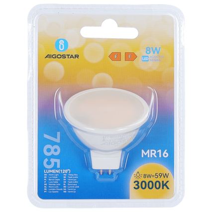 LED крушка MR16 GU5,3/8W/12V 3000K - Aigostar