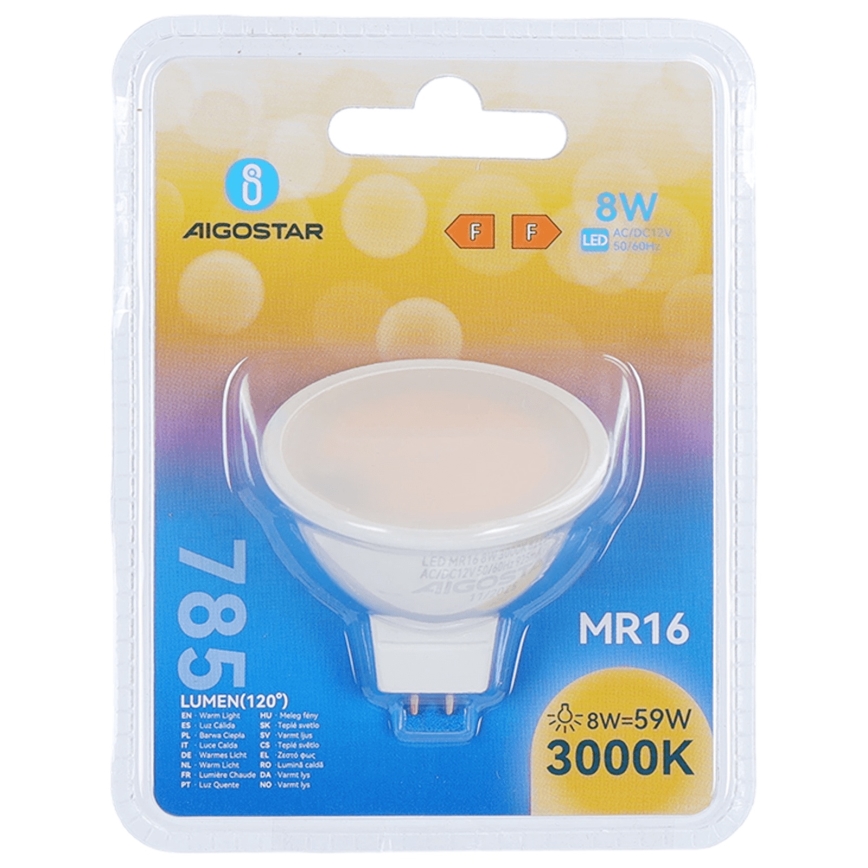 LED крушка MR16 GU5,3/8W/12V 3000K - Aigostar