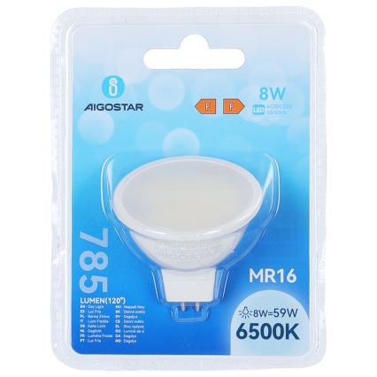 LED крушка MR16 GU5,3/8W/12V 6500K - Aigostar