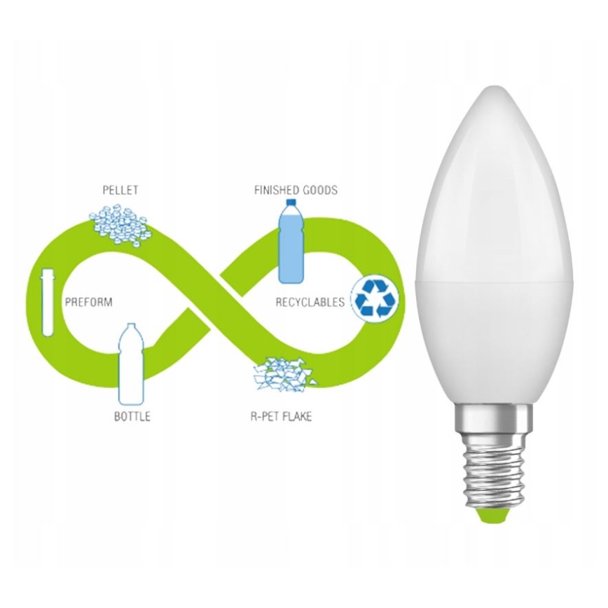 LED Крушка от рециклирана пластмаса B40 E14/4,9W/230V 4000K - Ledvance