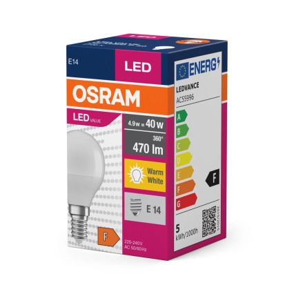 LED Крушка P40 E14/4,9W/230V 2700K - Osram