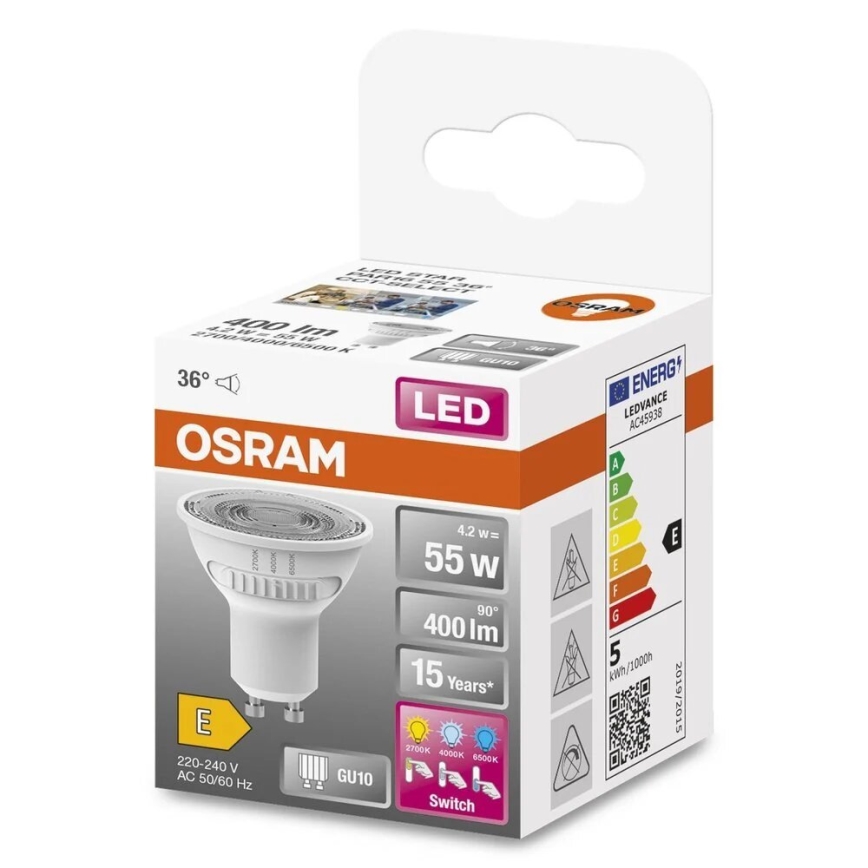 LED Крушка PAR16 GU10/4,2W/230V 2700/4000/6500K 36° - Osram