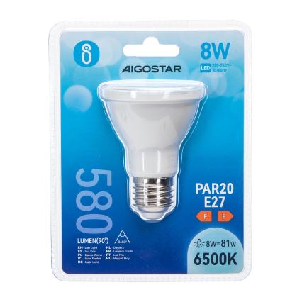 LED Крушка PAR20 E27/8W/230V 6500K - Aigostar