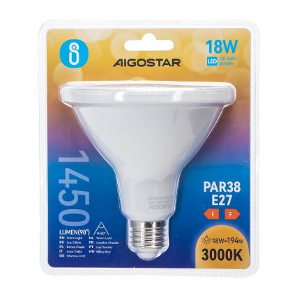 LED Крушка PAR38 E27/18W/230V 3000K - Aigostar