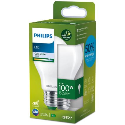 LED Крушка Philips A60 E27/7,3W/230V 4000K