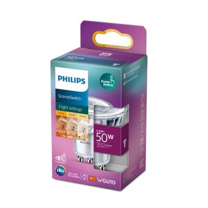LED Крушка Philips SCENE SWITCH PAR16 GU10/4,8W/230V 2200/2500/2700K