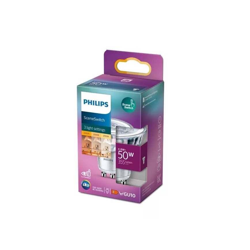 LED Крушка Philips SCENE SWITCH PAR16 GU10/4,8W/230V 2200/2500/2700K