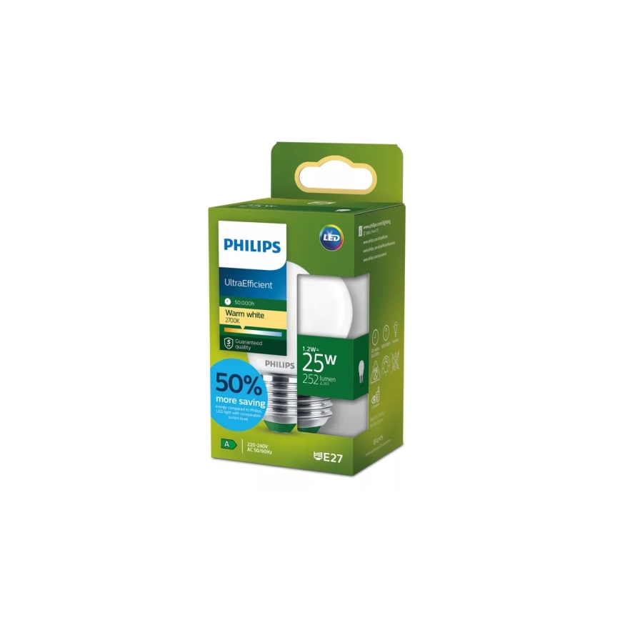 LED крушка Philips ULTRAEFFICIENT P45 E27/1,2W/230V 2700K