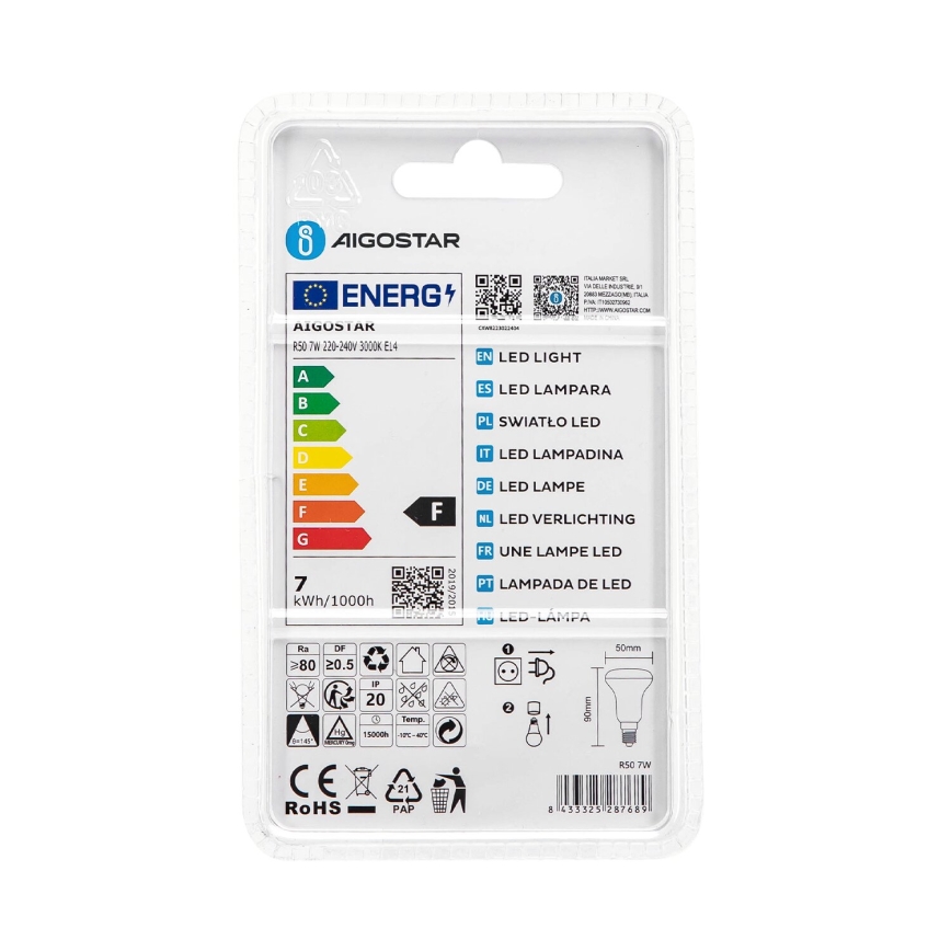 LED Крушка R50 E14/7W/230V 3000K - Aigostar