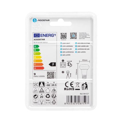 LED Крушка R63 E27/9W/230V 3000K - Aigostar