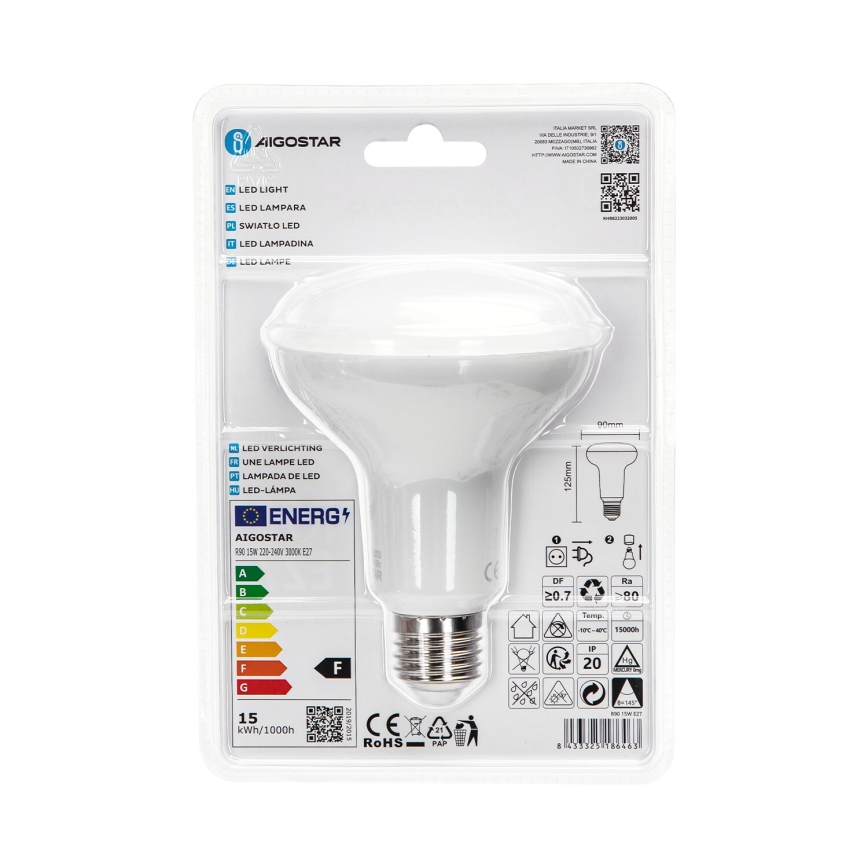 LED Крушка R90 E27/15W/230V 3000K - Aigostar