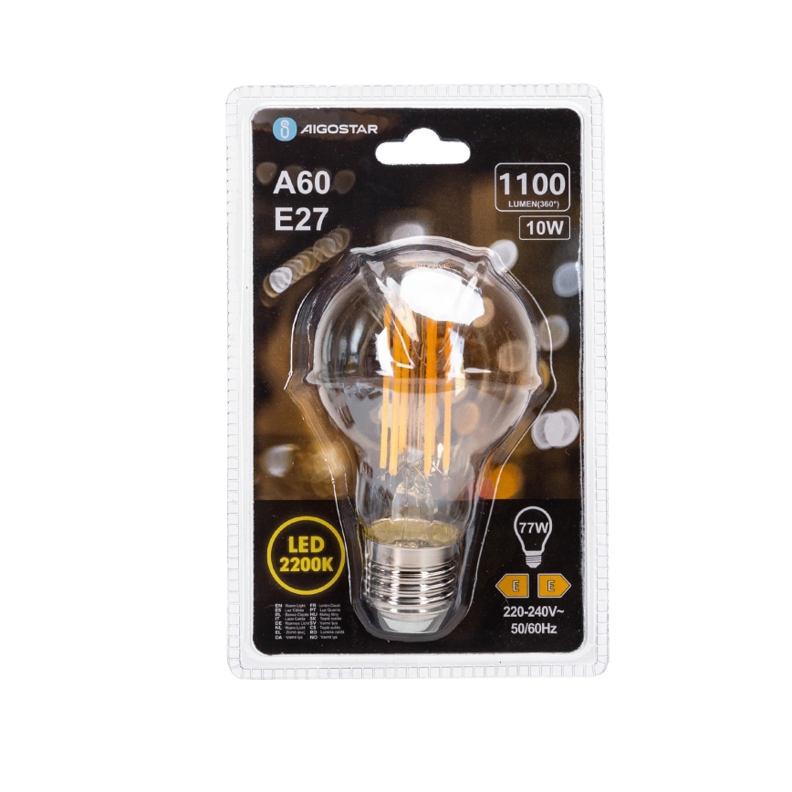 LED крушка ретро A60 E27/10W/230V 2200K - Aigostar