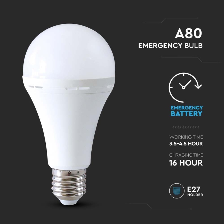 LED Крушка с авариен режим A80 E27/12W/230V 4000K