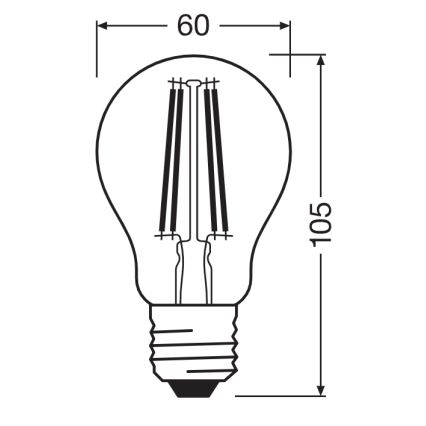 LED крушка със сензор за здрач CLASSIC FILAMENT A60 E27/7,3W/230V 2700K - Osram